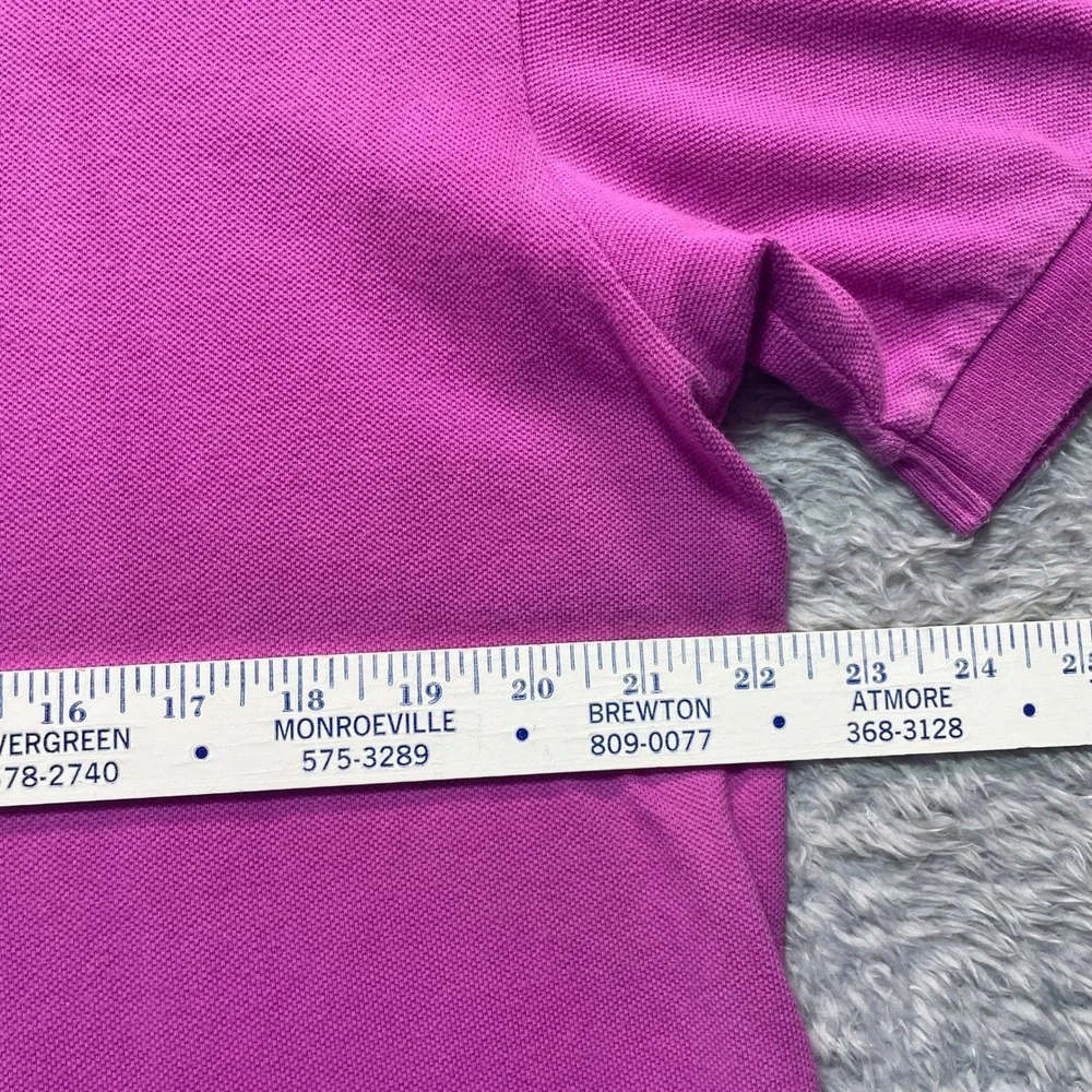 Polo Ralph Lauren Mens Magenta Purple Pique Cotton Polo Shirt Yellow Pony Large